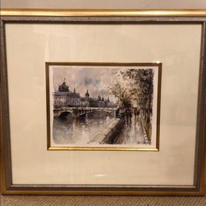 Framed watercolor of Europe